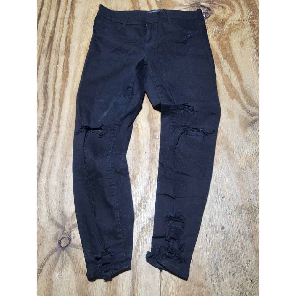 Cello Black Distressed Skinny Jeans Women 9 Stretch @L6